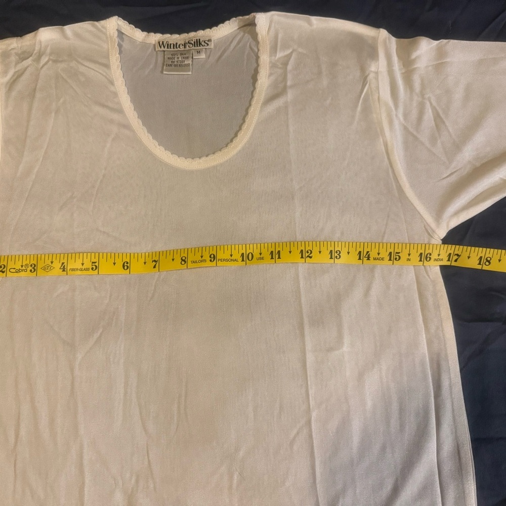 WinterSilks Cream Long Sleeve Women's Silk Top (2) - Picture 6 of 8